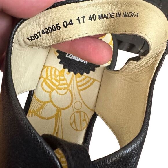 FLY London Yifi Black Leather Lace Up Wedge Sandals Size 40 = US 9 - 9.5 - Picture 5 of 8